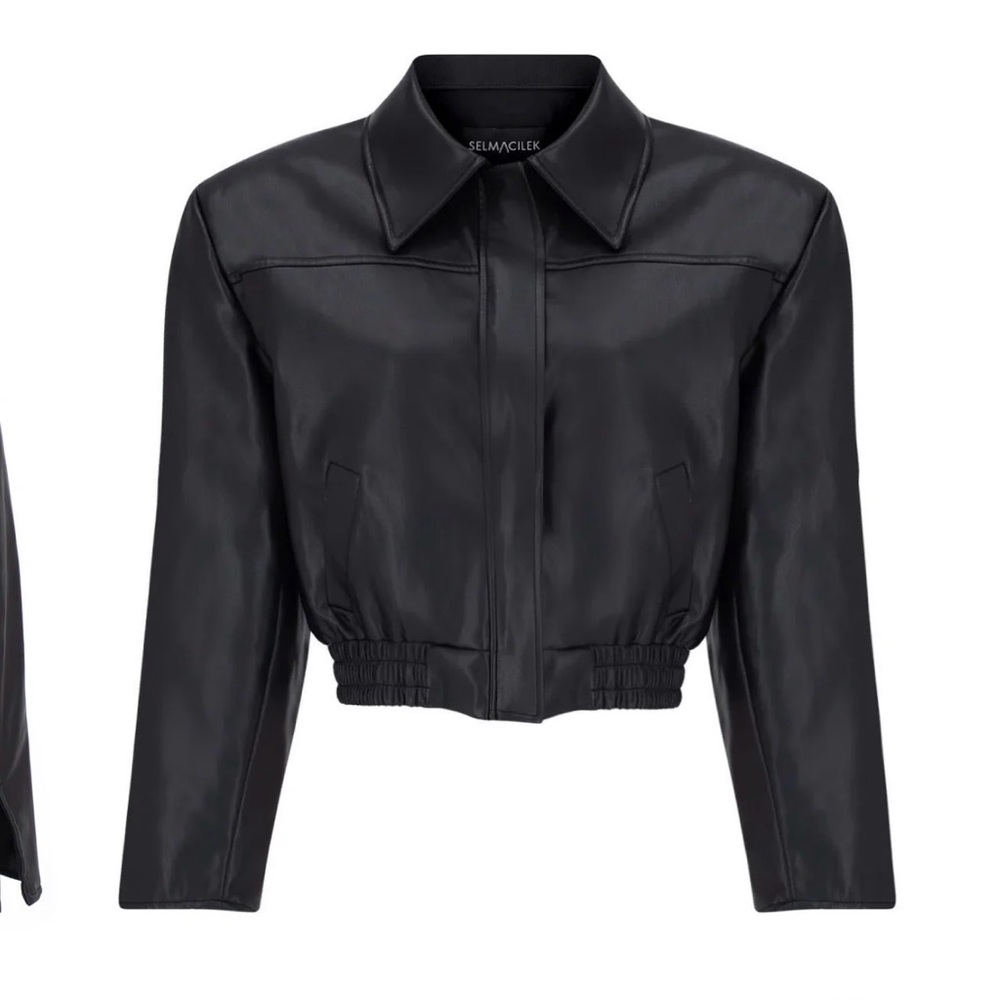Selma Cilek ROUX BLACK‎ JACKET size small vegan leather crop bomber